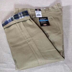 New Dickies Relaxed Fit Straight Leg Flannel Lined Work Pant Khaki 40x32See Pics